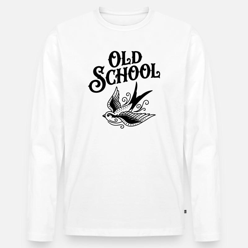 Altes Tattoo - Männer Premium Bio Langarmshirt - Weiß