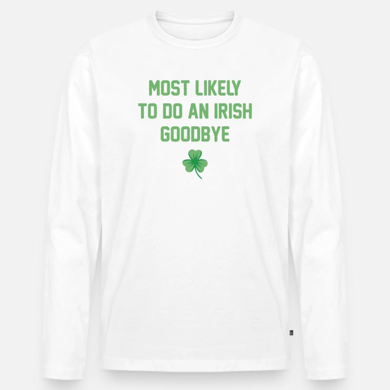 Irischer Goodbye Shamrock Tee - Männer Premium Bio Langarmshirt - Weiß
