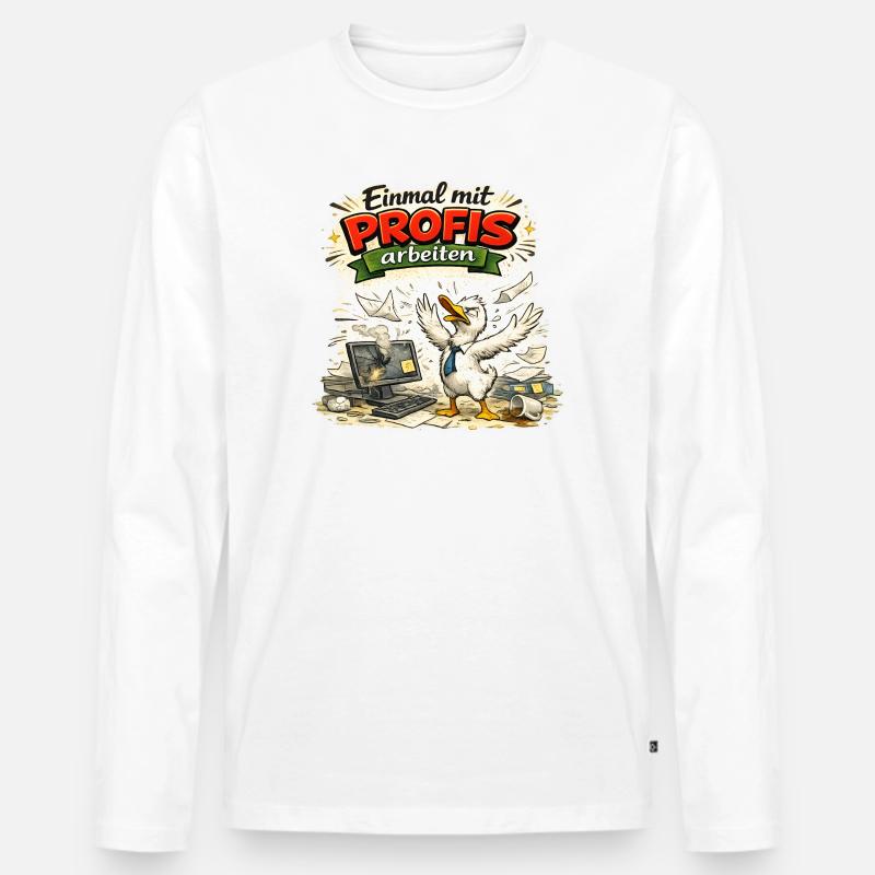 Einmal mit Profis arbeiten - Arbeit - Männer Premium Bio Langarmshirt - Weiß
