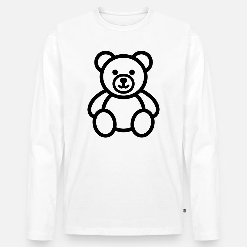 Bär - Männer Premium Bio Langarmshirt - Weiß
