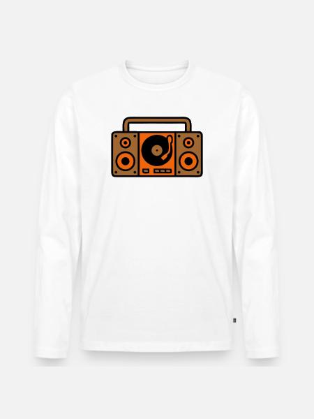 Retro Boombox Ghettoblaster 80er - Männer Premium Bio Langarmshirt - Weiß