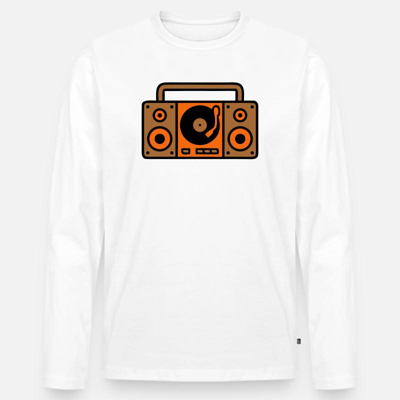 Retro Boombox Ghettoblaster 80er - Männer Premium Bio Langarmshirt - Weiß