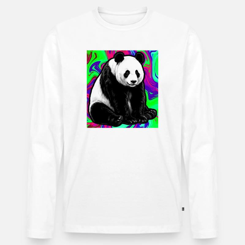 Panda - Männer Premium Bio Langarmshirt - Weiß