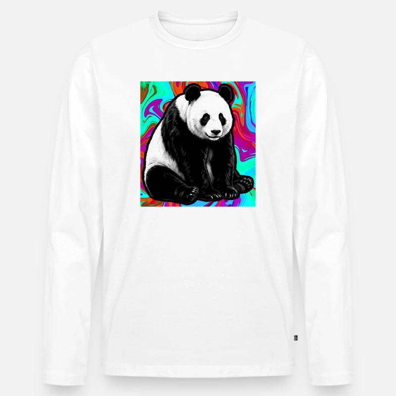 Panda - Männer Premium Bio Langarmshirt - Weiß