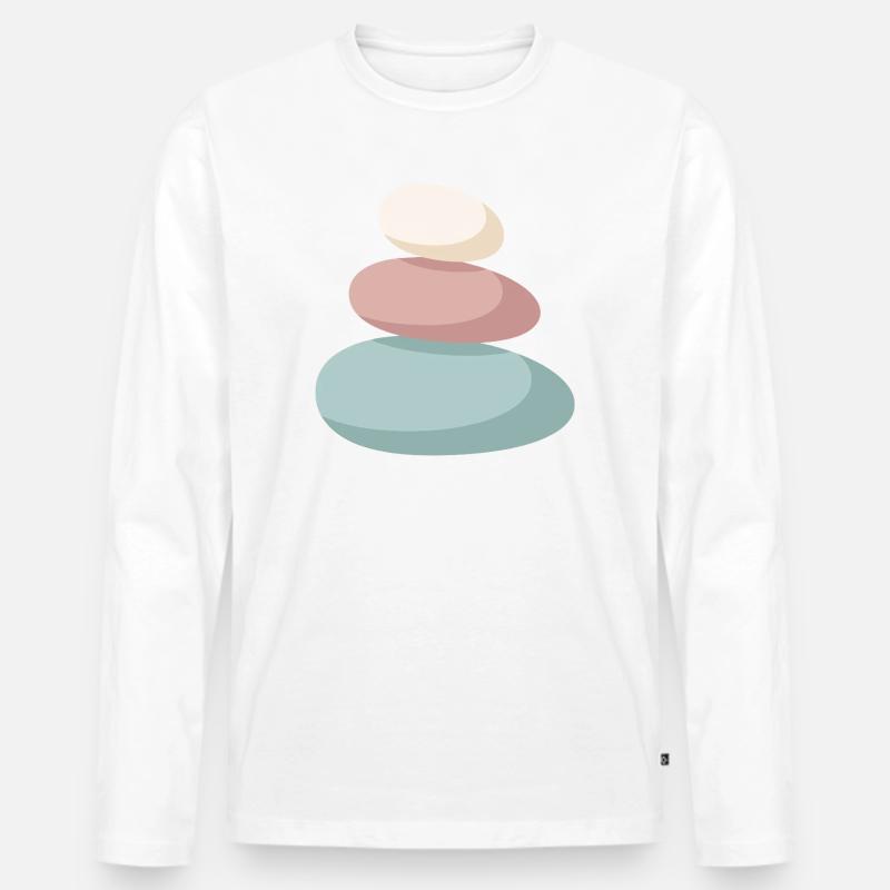 Pastell Stein-Stapel - Männer Premium Bio Langarmshirt - Weiß
