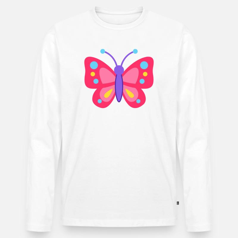 Farbiger Schmetterlingstraum - Männer Premium Bio Langarmshirt - Weiß