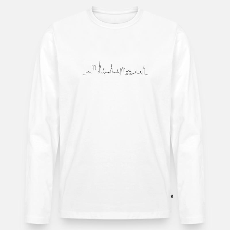 Stadtlinien Silhouette München - Männer Premium Bio Langarmshirt - Weiß