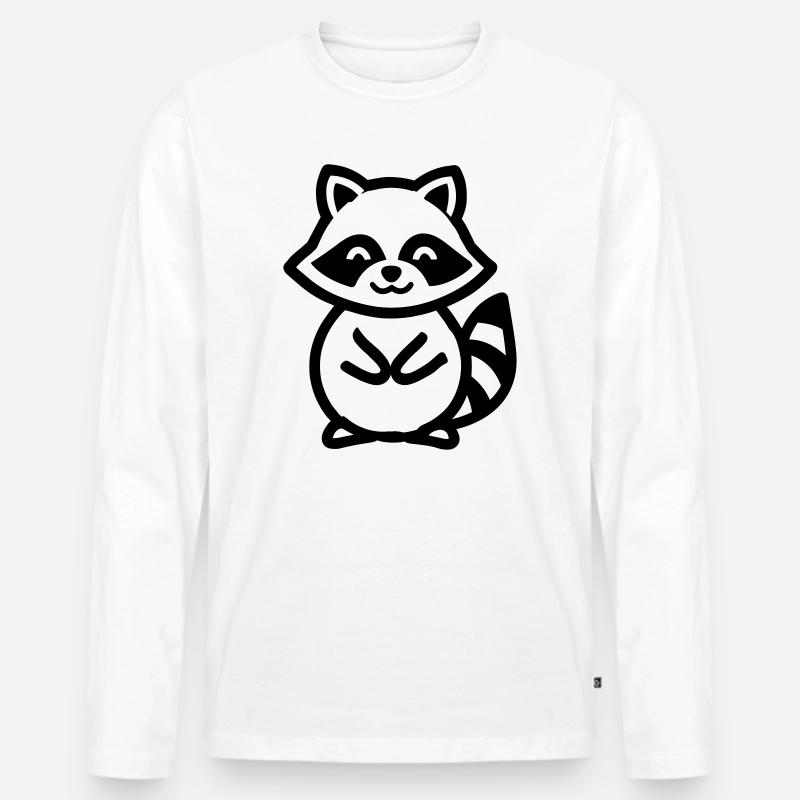 Waschbär - Männer Premium Bio Langarmshirt - Weiß