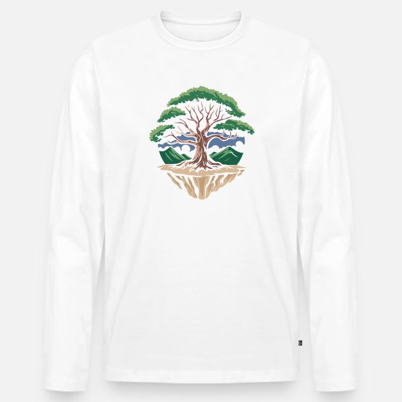 Bauminsel Kreislandschaft - Männer Premium Bio Langarmshirt - Weiß