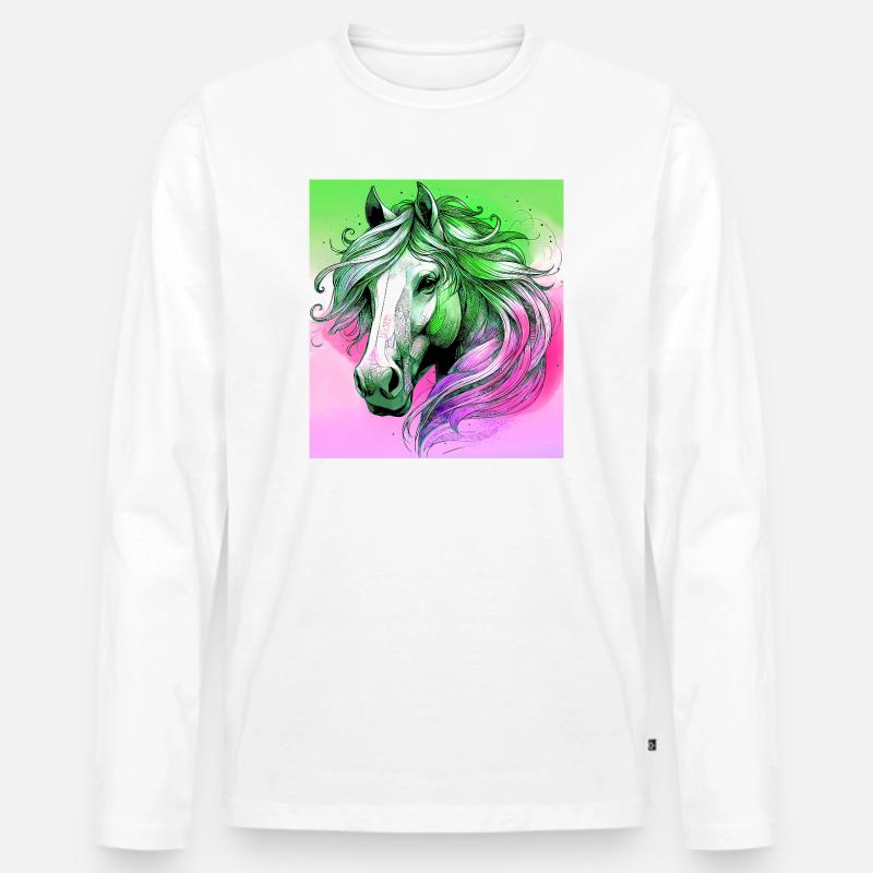 Pferd - Männer Premium Bio Langarmshirt - Weiß