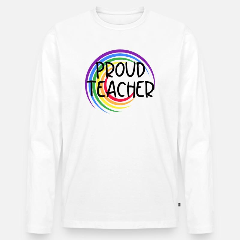 Stolzer Lehrer LGBTQ Pride Regenbogendesign - Männer Premium Bio Langarmshirt - Weiß