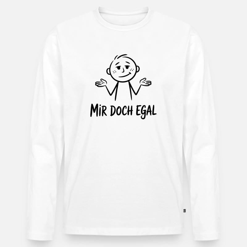 Mir Doch Egal Strichmännchen - Männer Premium Bio Langarmshirt - Weiß