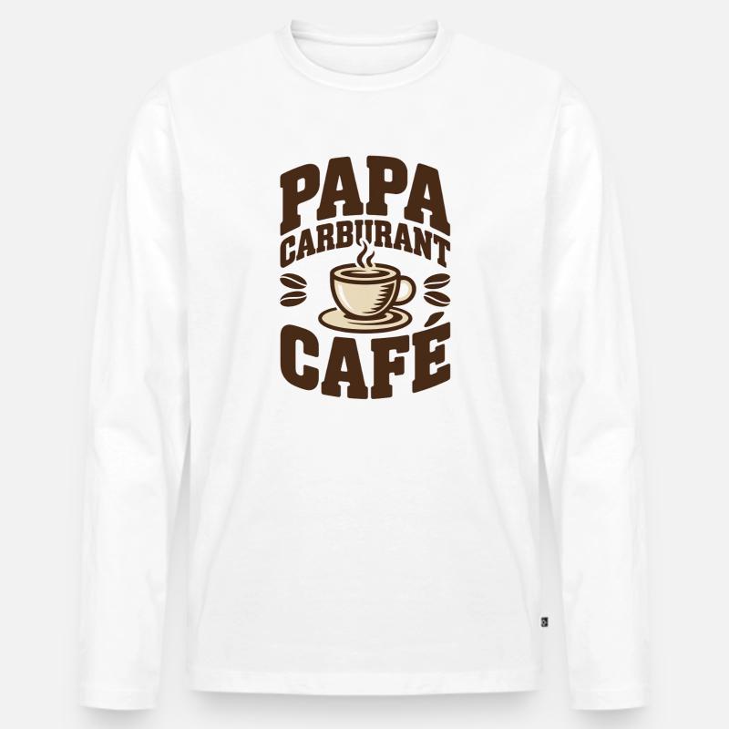 Daddy Fuel Kaffee - Männer Premium Bio Langarmshirt - Weiß