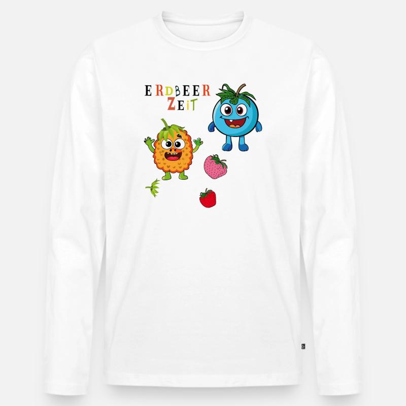 Erdbeerzeit - Männer Premium Bio Langarmshirt - Weiß