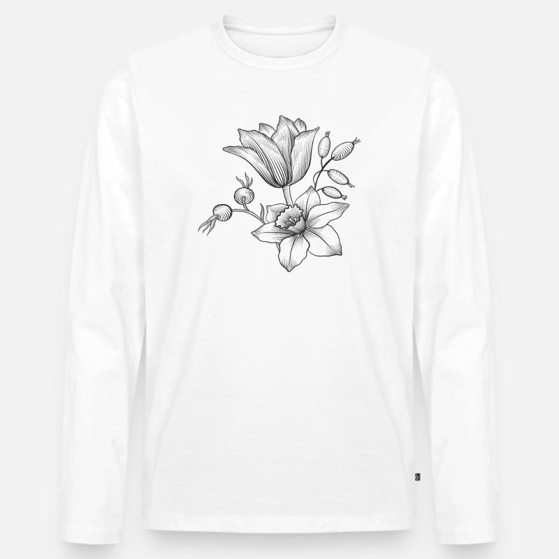 Blütenranke - Männer Premium Bio Langarmshirt - Weiß