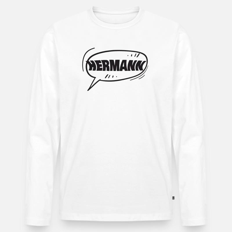 Vorname Hermann - Männer Premium Bio Langarmshirt - Weiß
