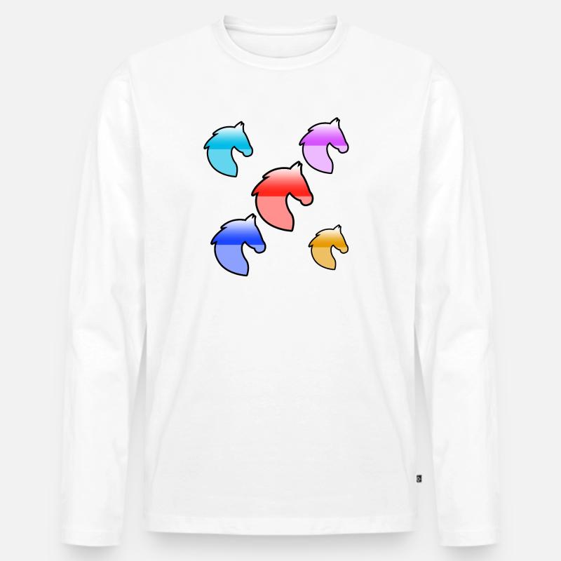 Pferde - Männer Premium Bio Langarmshirt - Weiß