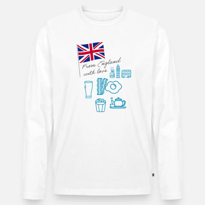 EXANGLIA (Blau + Grauer Text) - Männer Premium Bio Langarmshirt - Weiß