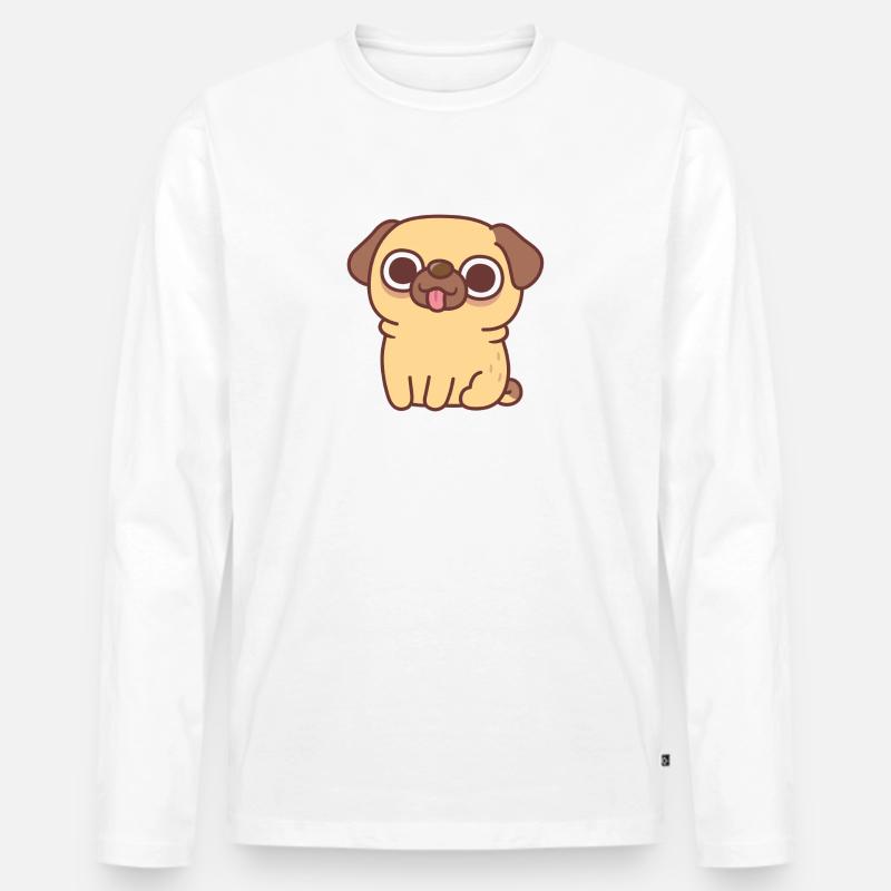 Niedlicher sitzender Reh-Mops - Männer Premium Bio Langarmshirt - Weiß
