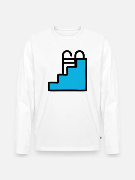 Pool Ladder Swimming Pool Icon - Men's Premium Organic Long Sleeve Shirt - white