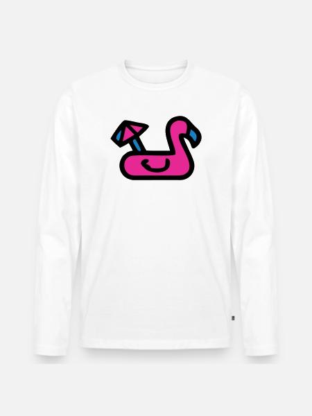 Flamingo Air Mattress Retro - Men's Premium Organic Long Sleeve Shirt - white