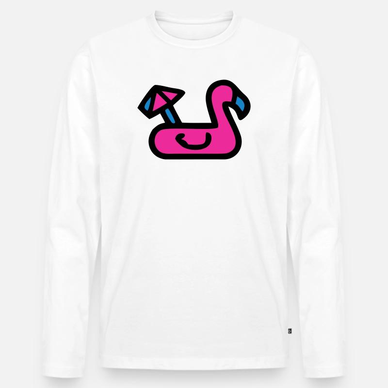 Flamingo Luftmatratze Retro - Männer Premium Bio Langarmshirt - Weiß