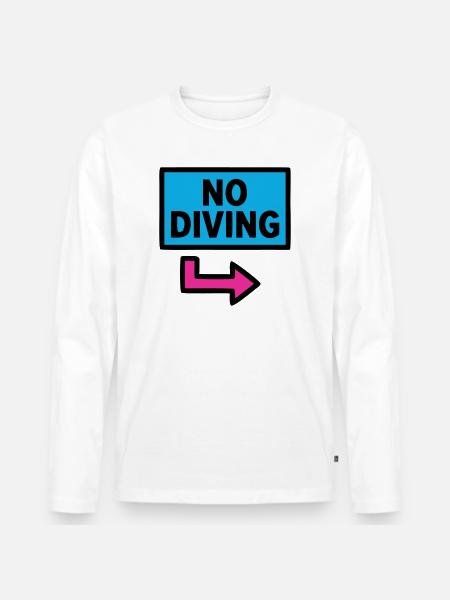 No Diving Schild Pool Retro - Männer Premium Bio Langarmshirt - Weiß