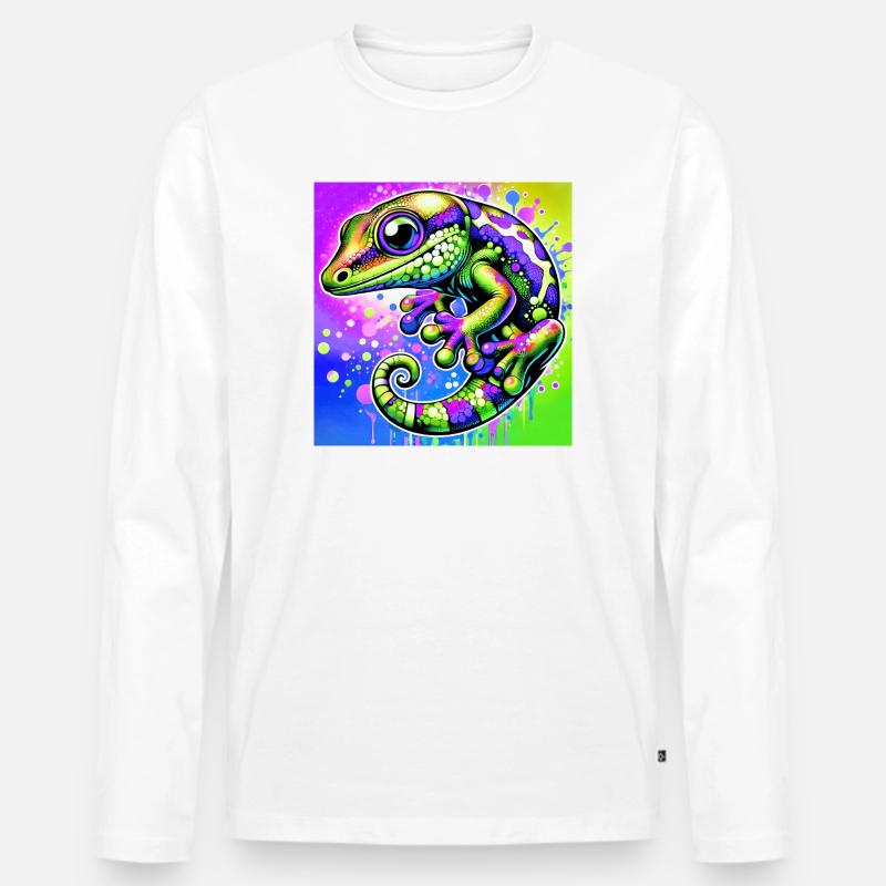 Gecko - Männer Premium Bio Langarmshirt - Weiß