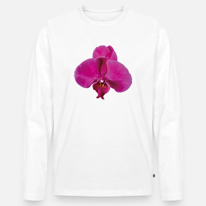 Vivid_Pink_Phalaenopsis_Noth_Orchid_Bloom - Männer Premium Bio Langarmshirt - Weiß