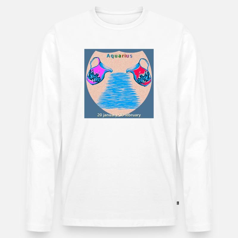 Wassermann - Männer Premium Bio Langarmshirt - Weiß