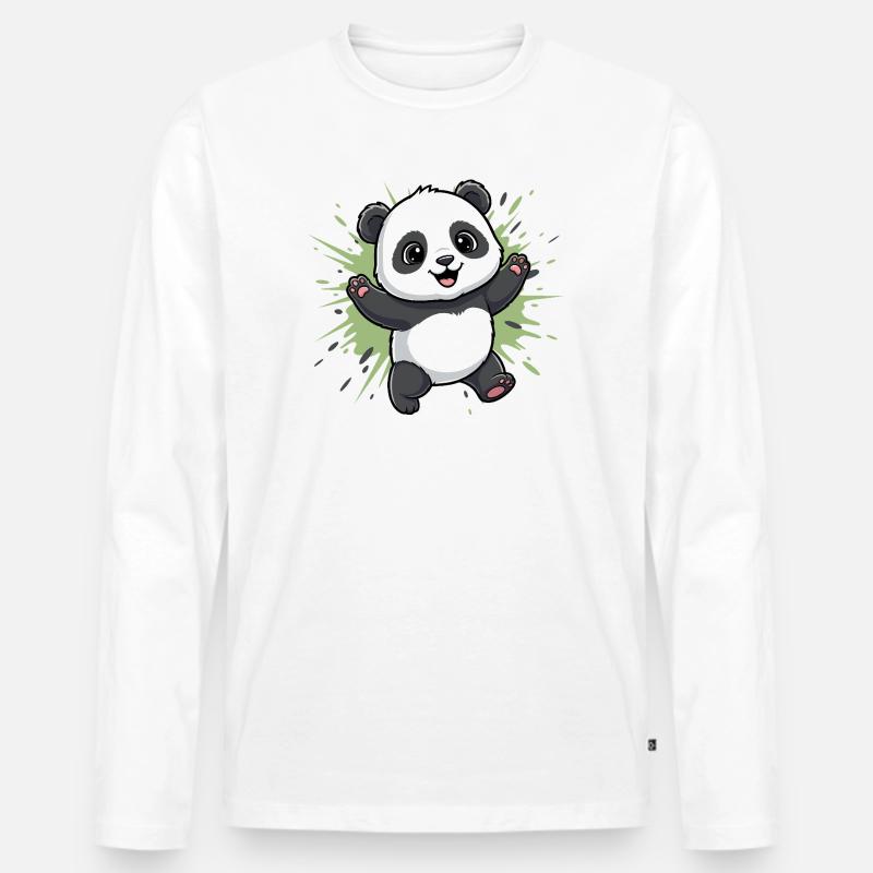 Kuschelpanda Spritz Hintergrund - Männer Premium Bio Langarmshirt - Weiß