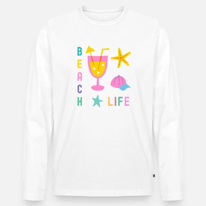 Beach Life Sommer Style - Männer Premium Bio Langarmshirt - Weiß