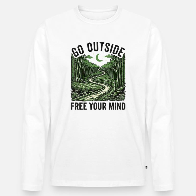Go Outside Free Your Mind - Männer Premium Bio Langarmshirt - Weiß