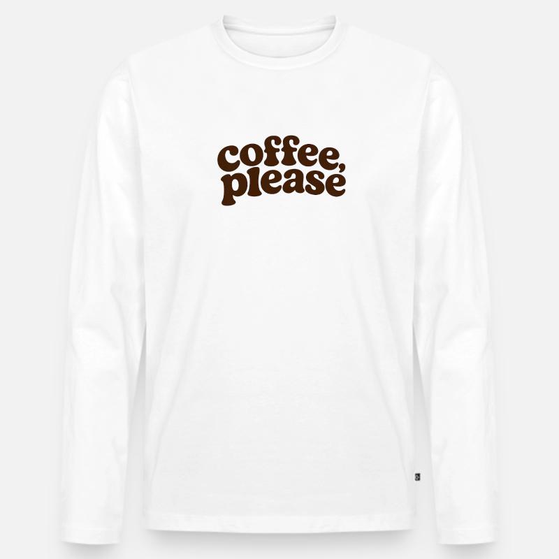 Coffee please Retro Schriftzug - Männer Premium Bio Langarmshirt - Weiß