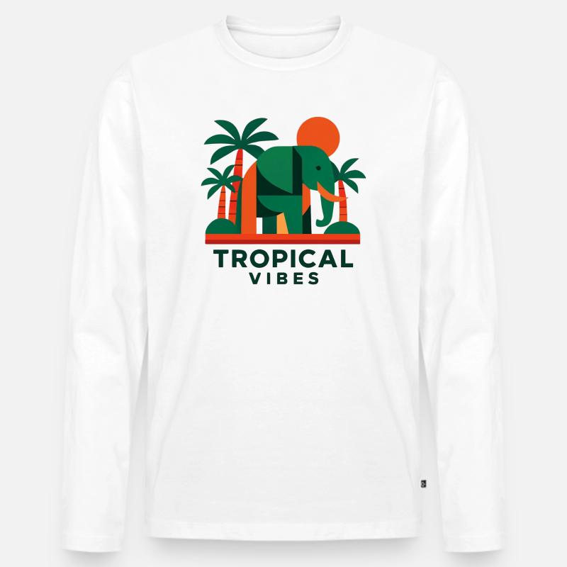 Tropical Elephant - Männer Premium Bio Langarmshirt - Weiß