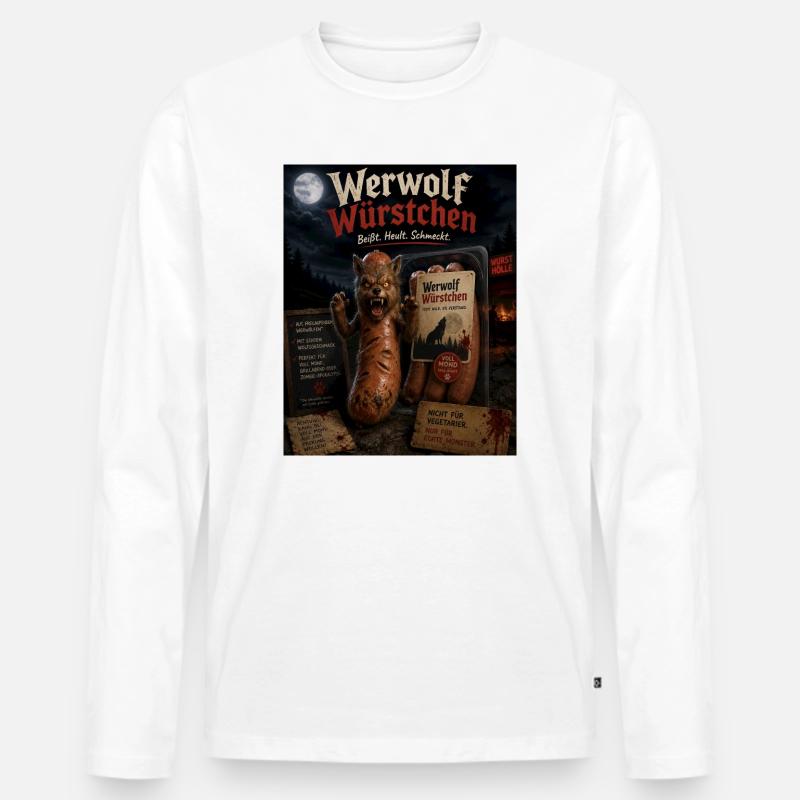Werwolf Würstchen  - Männer Premium Bio Langarmshirt - Weiß