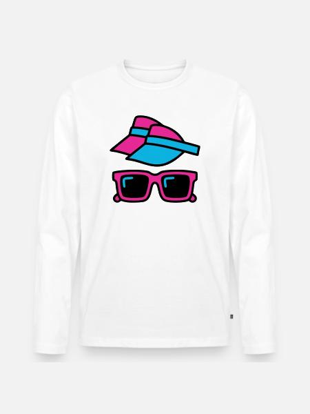 80s Sun Visor Glasses Set - Men's Premium Organic Long Sleeve Shirt - white