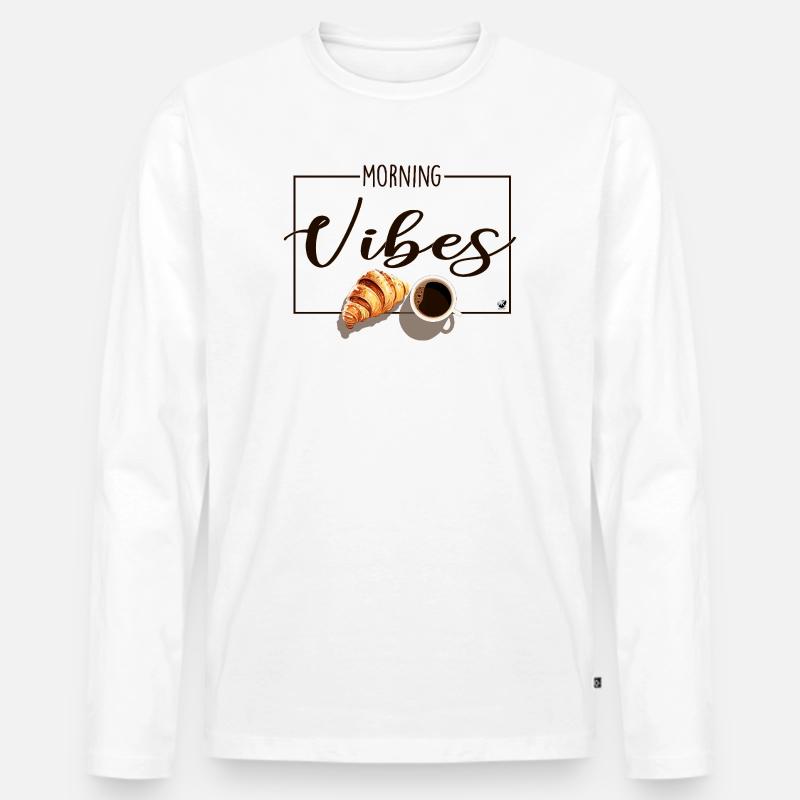 Tasse Kaffee & Croissant - Männer Premium Bio Langarmshirt - Weiß