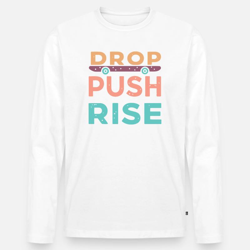 Drop Push Rise Skateboard - Männer Premium Bio Langarmshirt - Weiß