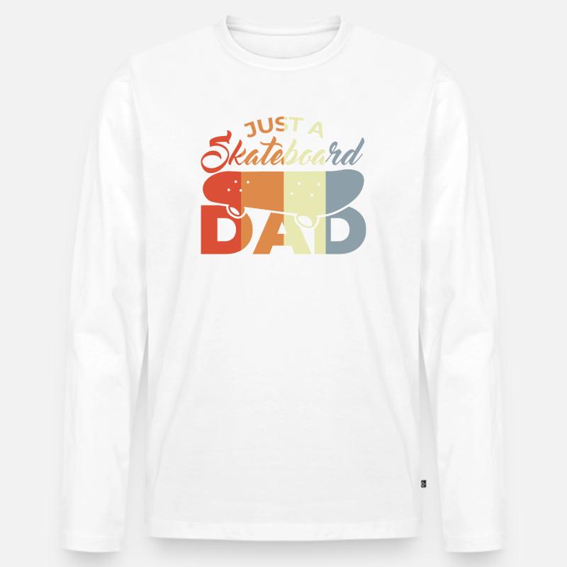 Skateboard Papa - Männer Premium Bio Langarmshirt - Weiß