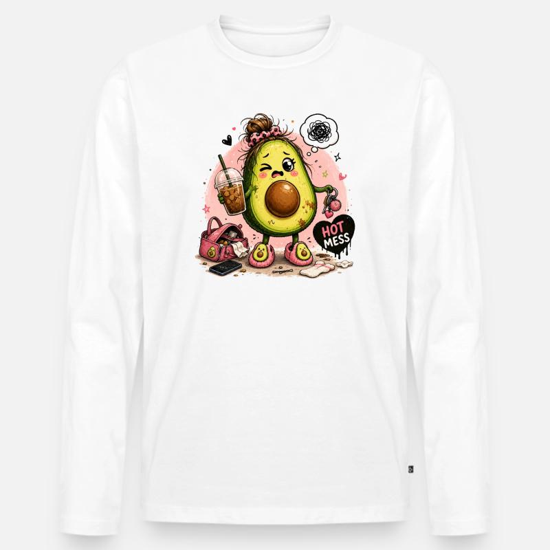 Kawaii Avocado Hot Mess - Männer Premium Bio Langarmshirt - Weiß