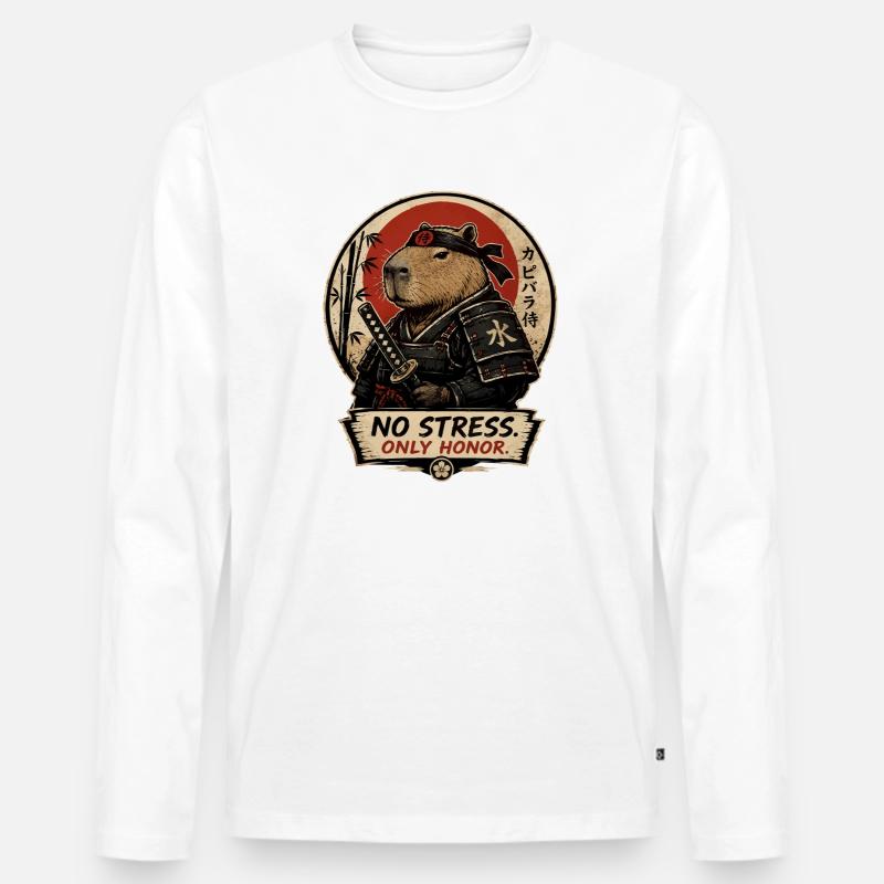 Samurai Hamster – Keine Sorge, Ehre - Männer Premium Bio Langarmshirt - Weiß