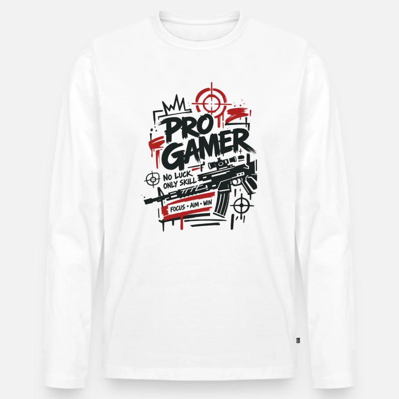 Gaming Lover Controller Grafik - Männer Premium Bio Langarmshirt - Weiß