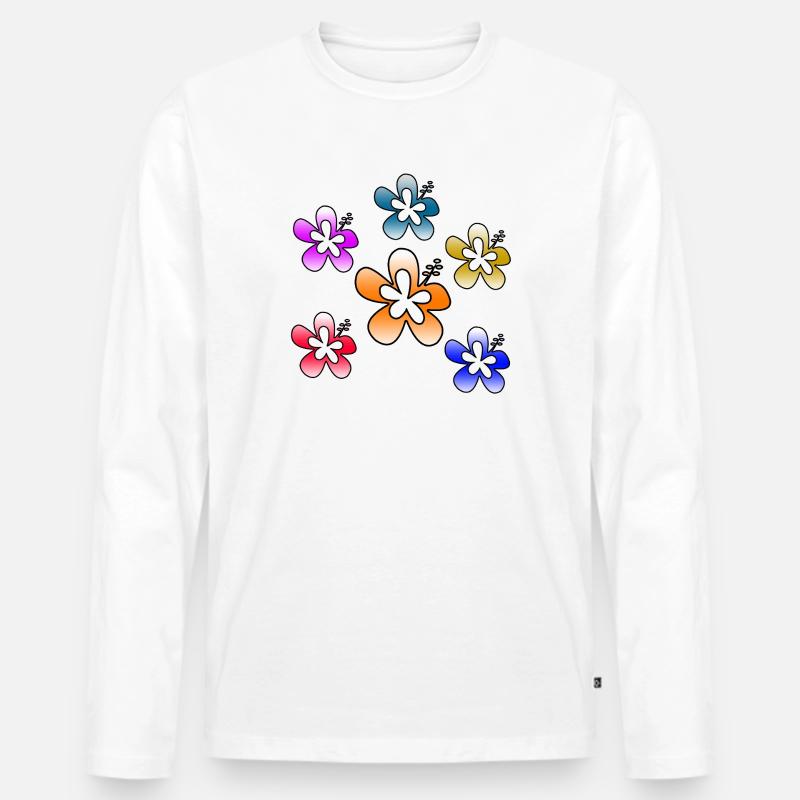 Blumen - Männer Premium Bio Langarmshirt - Weiß