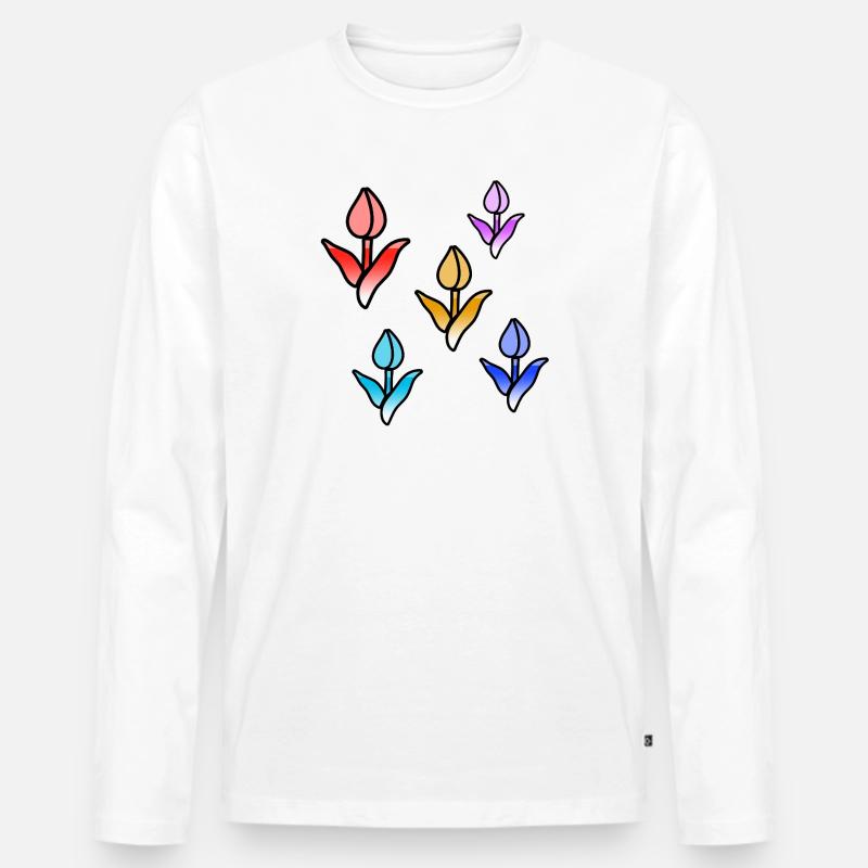 Blumen - Männer Premium Bio Langarmshirt - Weiß