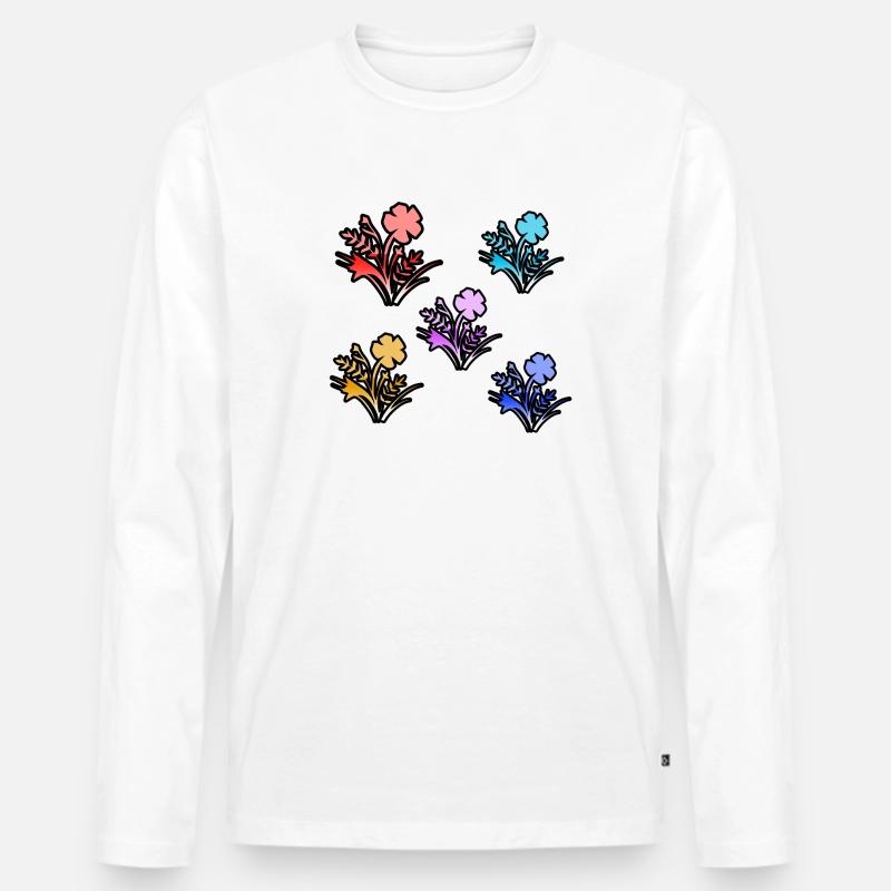 Blumen - Männer Premium Bio Langarmshirt - Weiß