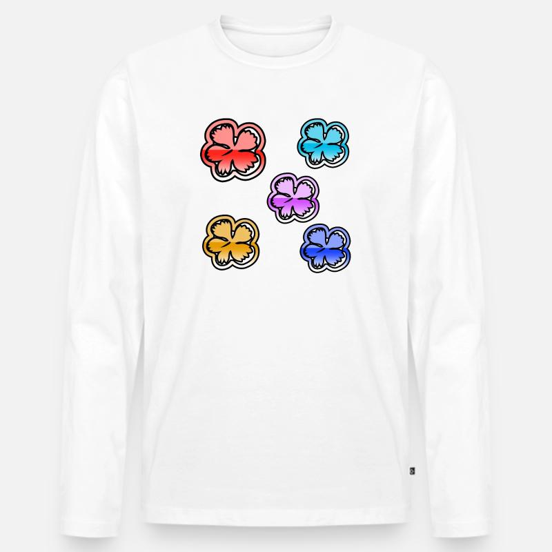 Blumen - Männer Premium Bio Langarmshirt - Weiß