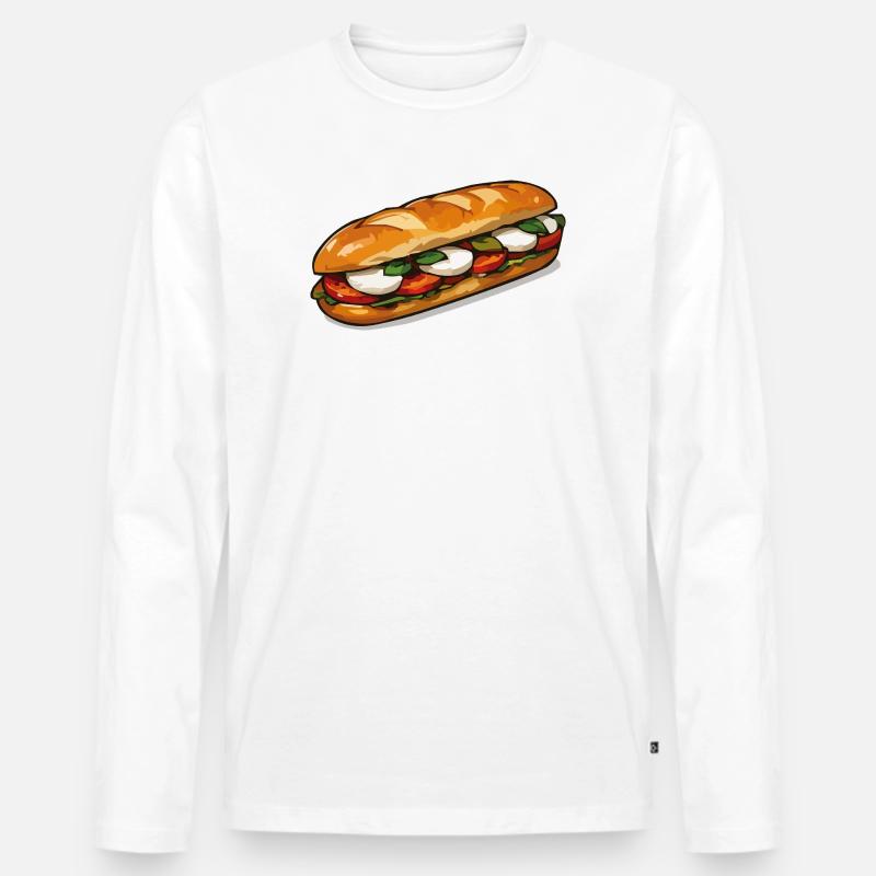 Frisch belegtes Sandwich Kunst - Männer Premium Bio Langarmshirt - Weiß