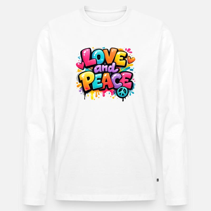 Love_and_Peace - Männer Premium Bio Langarmshirt - Weiß