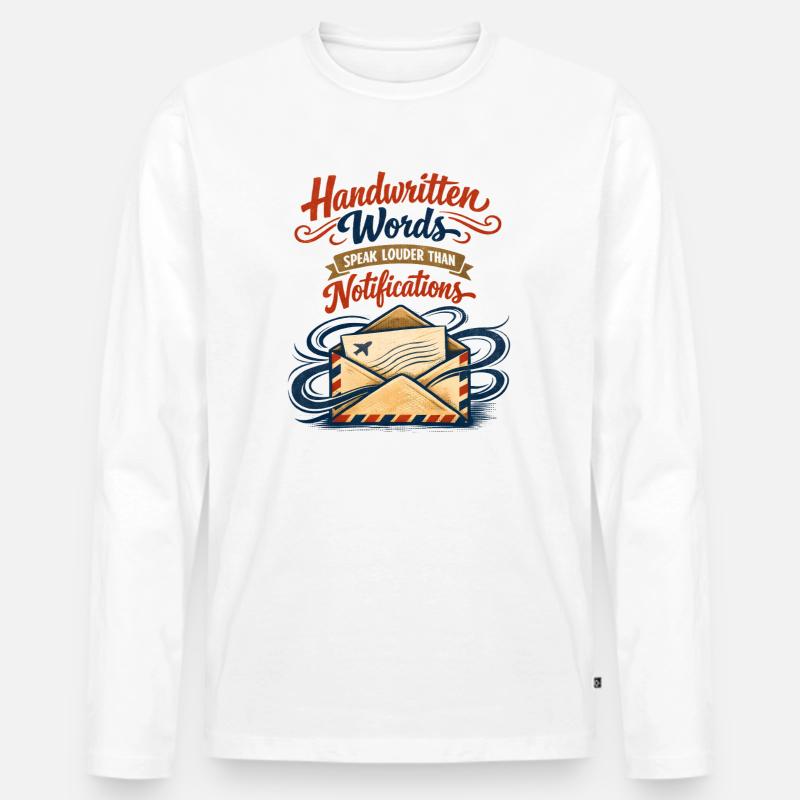 Handschrift statt Push | Snail Mail - Männer Premium Bio Langarmshirt - Weiß